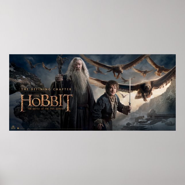 Póster Gandalf, BILBO BAGGINS™ y las grandes águilas (Frente)