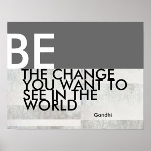 Póster Gandhi cita poster motivador gris y blanco