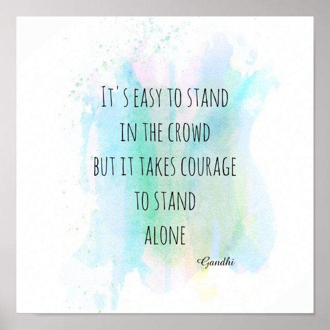 Póster Gandhi motivacional cita abstracto de acuarela azu (Frente)