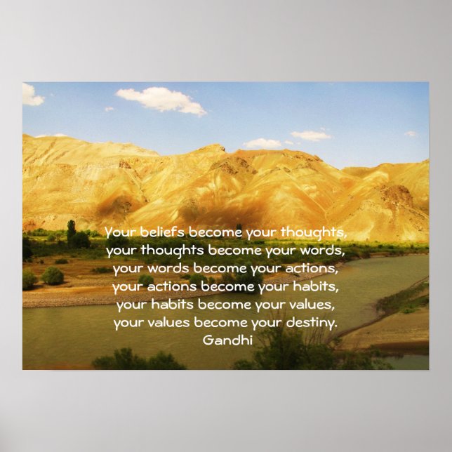 Póster Gandhi Wisdom dice citas sobre el destino (Frente)
