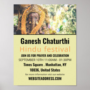 Póster Ganesh el dios hindú, publicidad de eventos hindúe