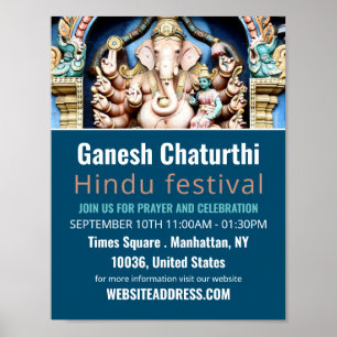Póster Ganesh el dios hindú, publicidad de eventos hindúe