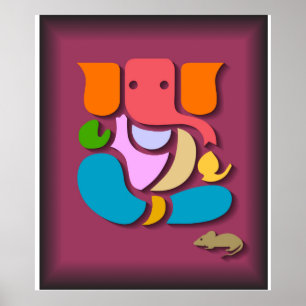 Póster Ganesha colorido