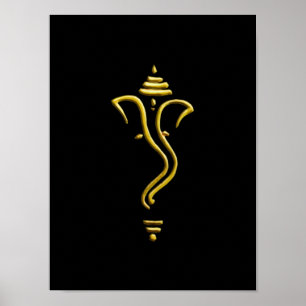 Póster Ganesha de oro