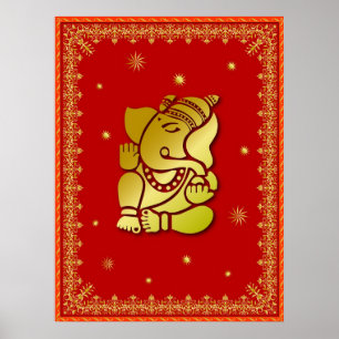 Póster Ganesha dorada