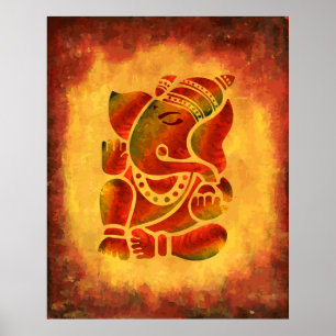 Póster Ganesha - Pintura Grunge