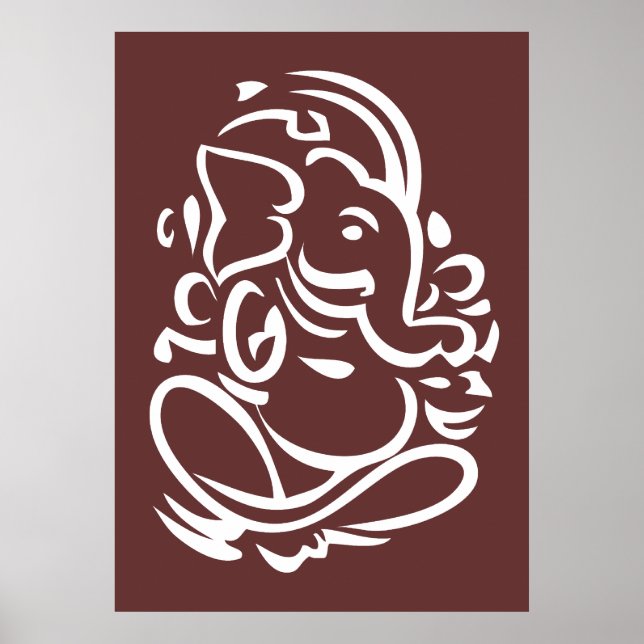 Póster Ganesha - Rótulo de Dios hindú (Frente)