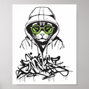 Póster Gangsta Cat Pegatina