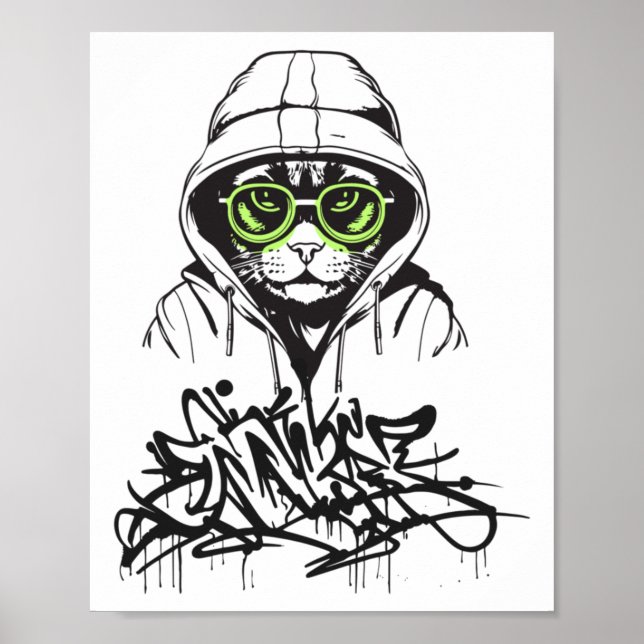 Póster Gangsta Cat Pegatina (Frente)