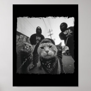 Póster Gangster Cats Ropa Urbana Motivo de Gato Divertido