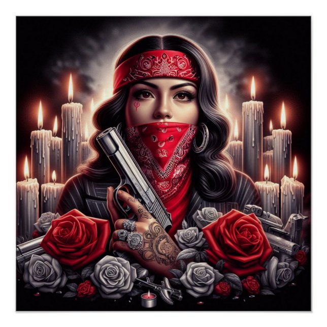 Póster Gangster Chica Hip Hop arte chicano (Anverso)