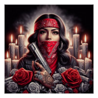 Gangster Chica Hip Hop arte chicano gráfico