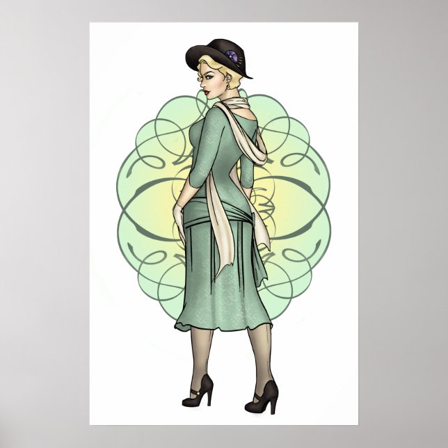 Póster Gangster de moda - Pinup de los años 20 (Frente)