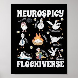 Póster Ganso Conciencia de Autismo Neurodiverso Adhd Salu