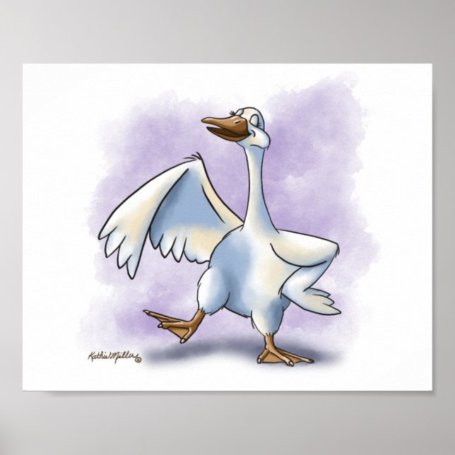 Póster Ganso de dibujos animados bailando (Frente)