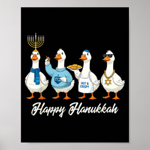 Póster Ganso de Janucá Feliz Janucá Menorá Perinola Judío