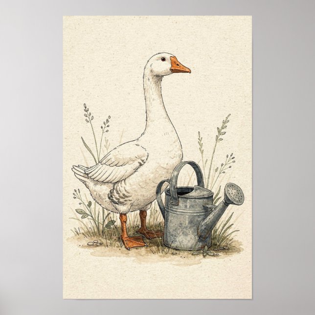 Póster Ganso de jardín y regadera (Frente)