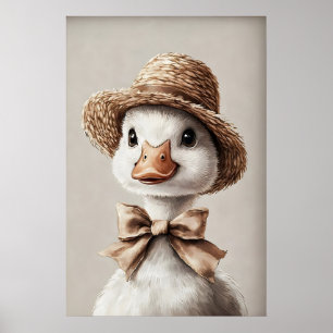 Póster Ganso de Pascua en un sombrero con un lazo impreso
