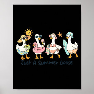 Póster Ganso de verano divertido pato de playa animal lin