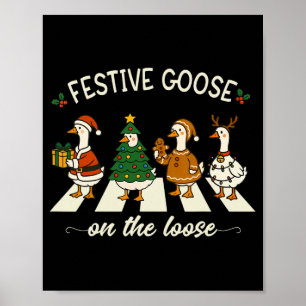 Póster Ganso Divertido De Navidad Meme Ganso Festivo Ence