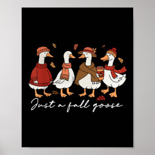 Póster Ganso divertido y acogedor de otoño, animal otoñal