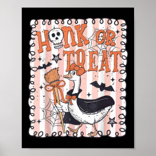 Póster Ganso divertido y espeluznante de otoño Honk o Tre