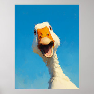 Póster Ganso Feliz Bajo Cielo Azul