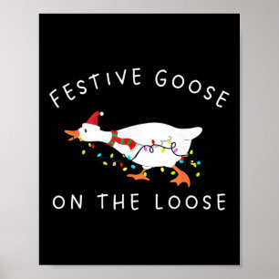 Póster Ganso Festivo Divertido Antiguo Suelto Navidad