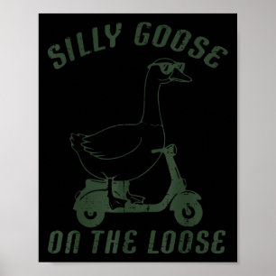Póster Ganso Tonto Suelto En Scooter Hombres Animales Div
