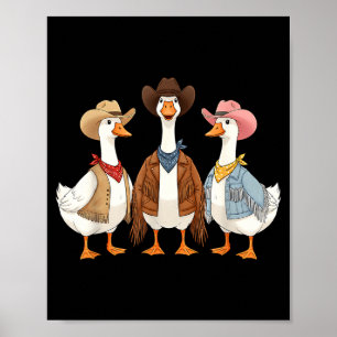 Póster Ganso vaquero occidental divertido tonto humor de