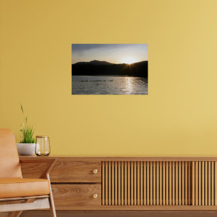 Póster Gansos canadienses y puesta de sol sobre Spring Va