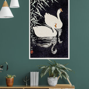 Póster Gansos chinos blancos por Ohara Koson,