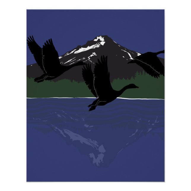 Póster Gansos de Canadá volando sobre Mountain Lake Wilde (Anverso)