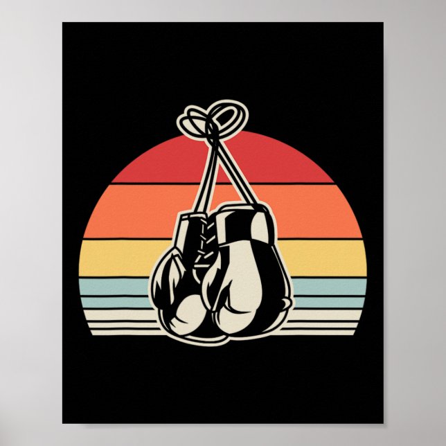 Póster Gantes de boxeo retro Diseño de atardecer de vinta (Frente)