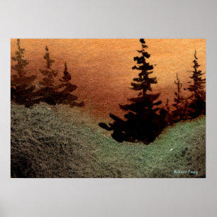 Póster "Gap #1" Landscape Poster trees pines sunset field