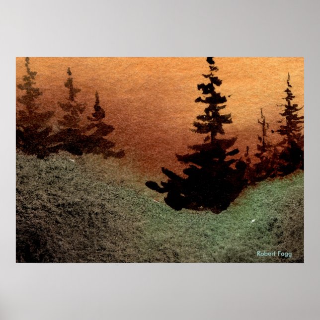 Póster "Gap #1" Landscape Poster trees pines sunset field (Frente)