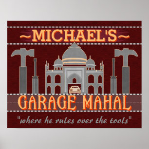 Póster Garage Mahal Man Cave Funny Personalized Guy Humor
