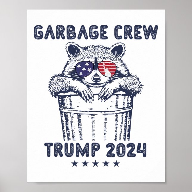 Póster Garbyge Crew Vota A Trump 2024 Divertido Racc Repu (Frente)