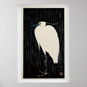 Póster Garceta Blanca bajo la Lluvia por Ide Gakusui  Vin