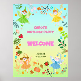 Póster Garden Fairy con amigos mascotas Birthday Party