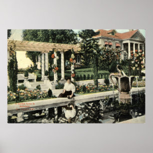 Póster Garden Flower Scene, Los Angeles 1914 Vintage