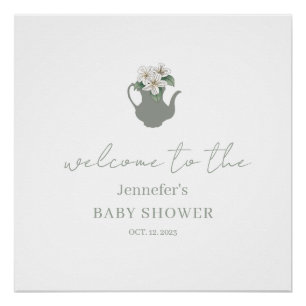 Póster Garden Tea Fiesta bienvenida con ducha de bebé