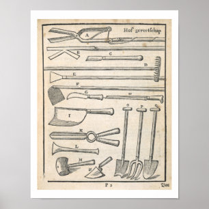 Póster Garden tools, from 'The Dutch Gardener' by Johann