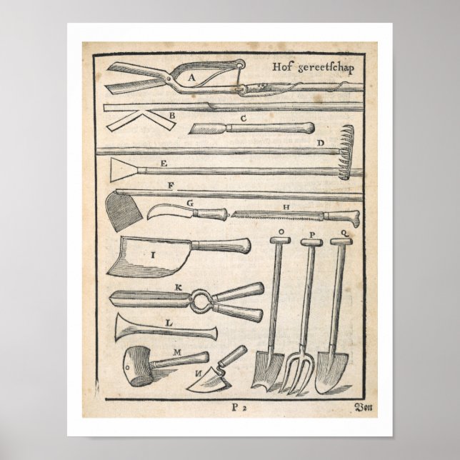 Póster Garden tools, from 'The Dutch Gardener' by Johann (Frente)