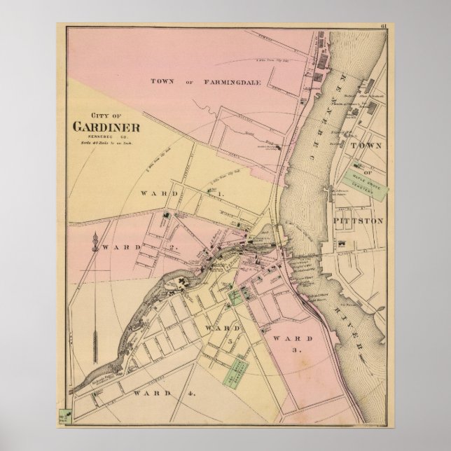 Póster Gardiner, condado de Kennebec (Frente)