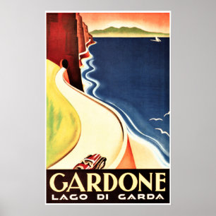 Póster GARDONE RIVIERA Lago Di Garda Vintage Italia Viaje