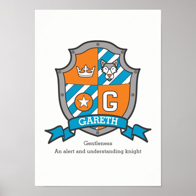 Póster Gareth boys G name significa naranja escudo poster (Frente)