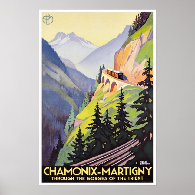 Póster Gargantas de Chamonix-Martigny para viajes trienal (Frente)