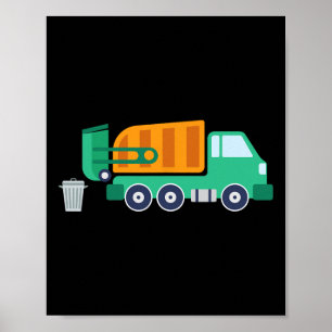 Póster Garge Camión Recycle Waste Trash Collector Earth D