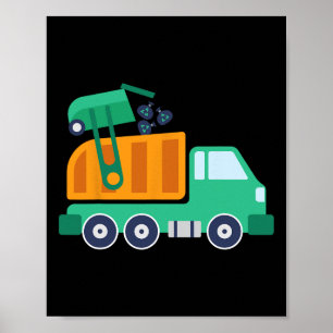 Póster Garge Truck Reciclaje Residuos Reciclador Trash Co